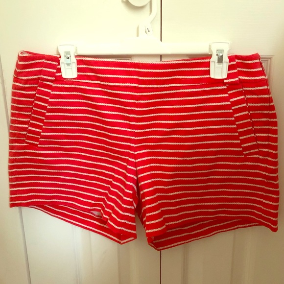 J Crew size 10 red and white striped shorts - Picture 1 of 3